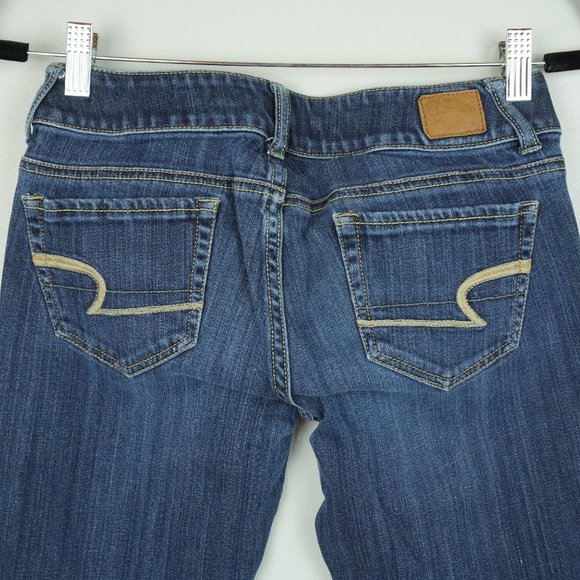 American Eagle Dark Wash Double Button Zipper Fly Stretch Artist Jeans Size 4 - Picture 6 of 8
